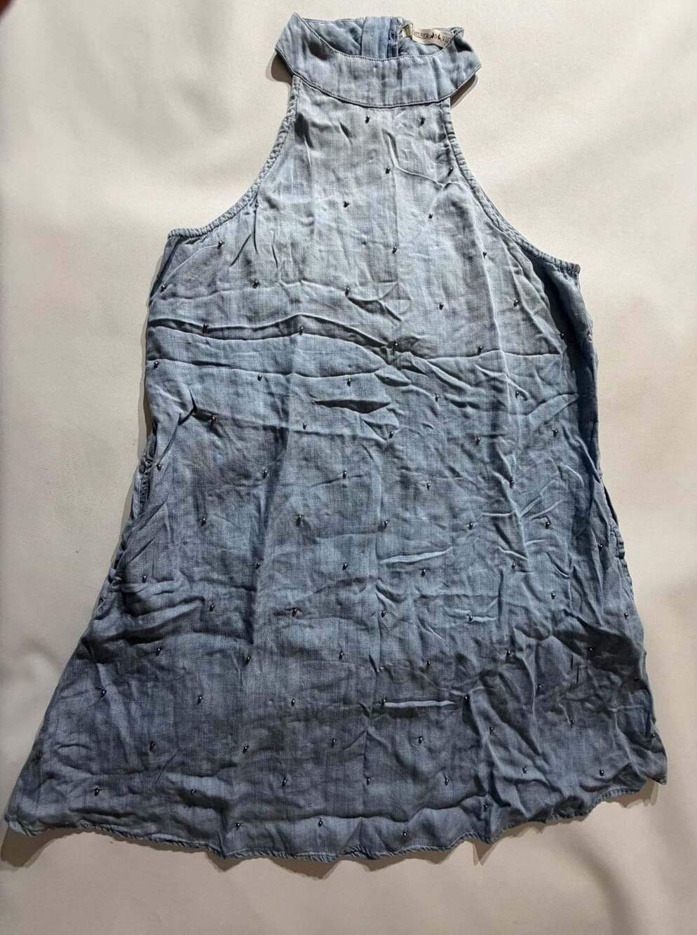 Chelsea & Violet Chambray Studded Mock Neck Tank Top Womens Extra Small